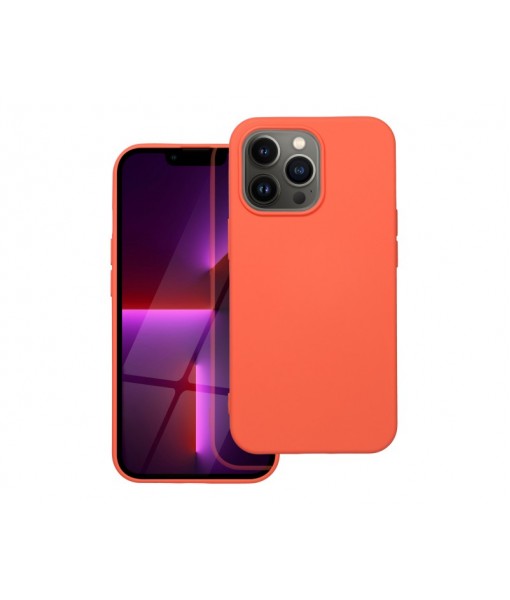Husa iPhone 14 Pro, SIlicon Catifelat cu interior Microfibra, Orange